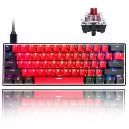 Guffercty kred SK61 60% Mechanical Keyboard, Gateron Optical Red Switch, RGB Backlit, Hot Swappable, Type-C for Win/PC/Mac