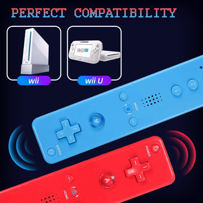 Yosikr Wii Controller 2 Pack - Remote Controllers with Silicone Case & Wrist Strap - Red and Blue