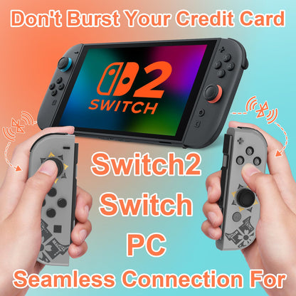 KJETCA Wireless Gamepad for Switch Controllers - L R Remote, Motion Control, Dual Vibration, Gray, Model KYM-GWLR-FT