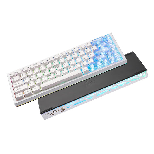 YUNZII AL65 Wireless Mechanical Keyboard  Full Aluminum CNC Support QMK/VIA Software Gasket Structure 60% Hot Swappable with RGB Backlit BT/2.4G/USB-C for Mac/Windows(White  Gateron Zero)