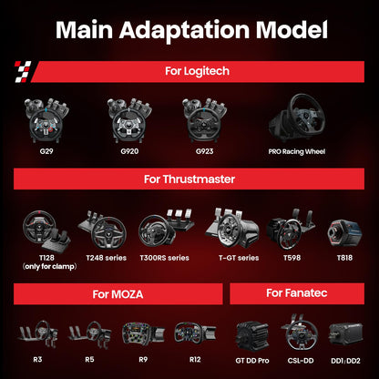 RACGTING Racing Simulator Cockpit for Logitech G PRO, G29/G920/G923, FANATEC DD1/DD2, Black, Model T250501A