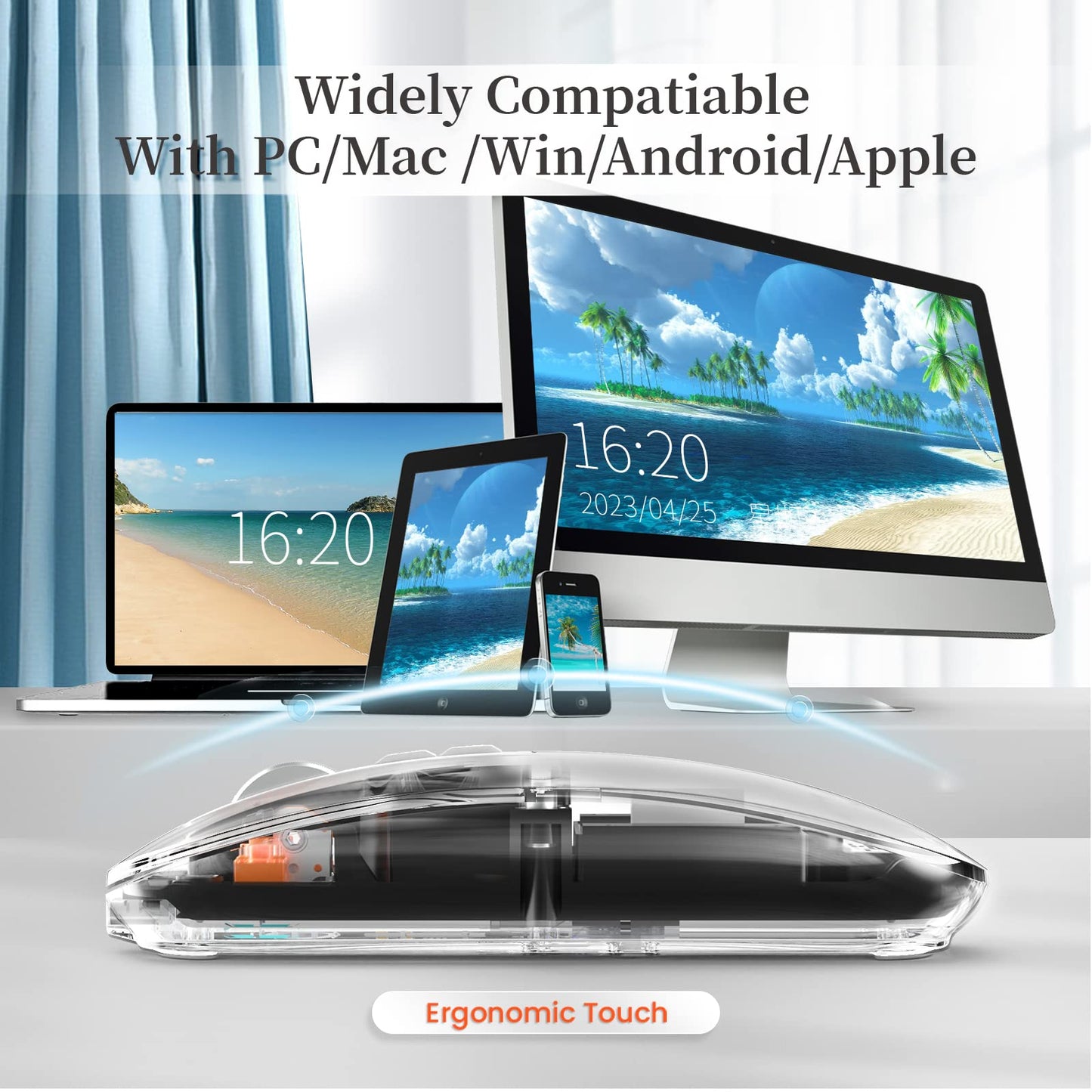 A.JAZZ T900 Wireless Bluetooth 5.1 Mini Mouse, Rechargeable, Silent, Black