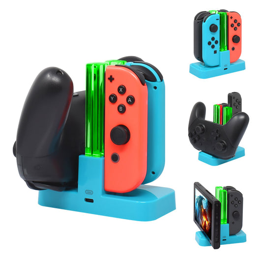 FastSnail Controller Charger Compatible with Nintendo Switch & OLED Model for Joycon  Charging Dock Station for Joy con and for Pro Controller with Charger Indicator and Type C Charging Cable