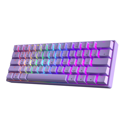 HK GAMING GK61 60% v3 | Hotswap Mechanical Gaming Keyboard | 61 Keys Multi Color RGB LED Backlit for PC/Mac Gamer | US Layout (Lavender  Cherry Mx Speed Silver)