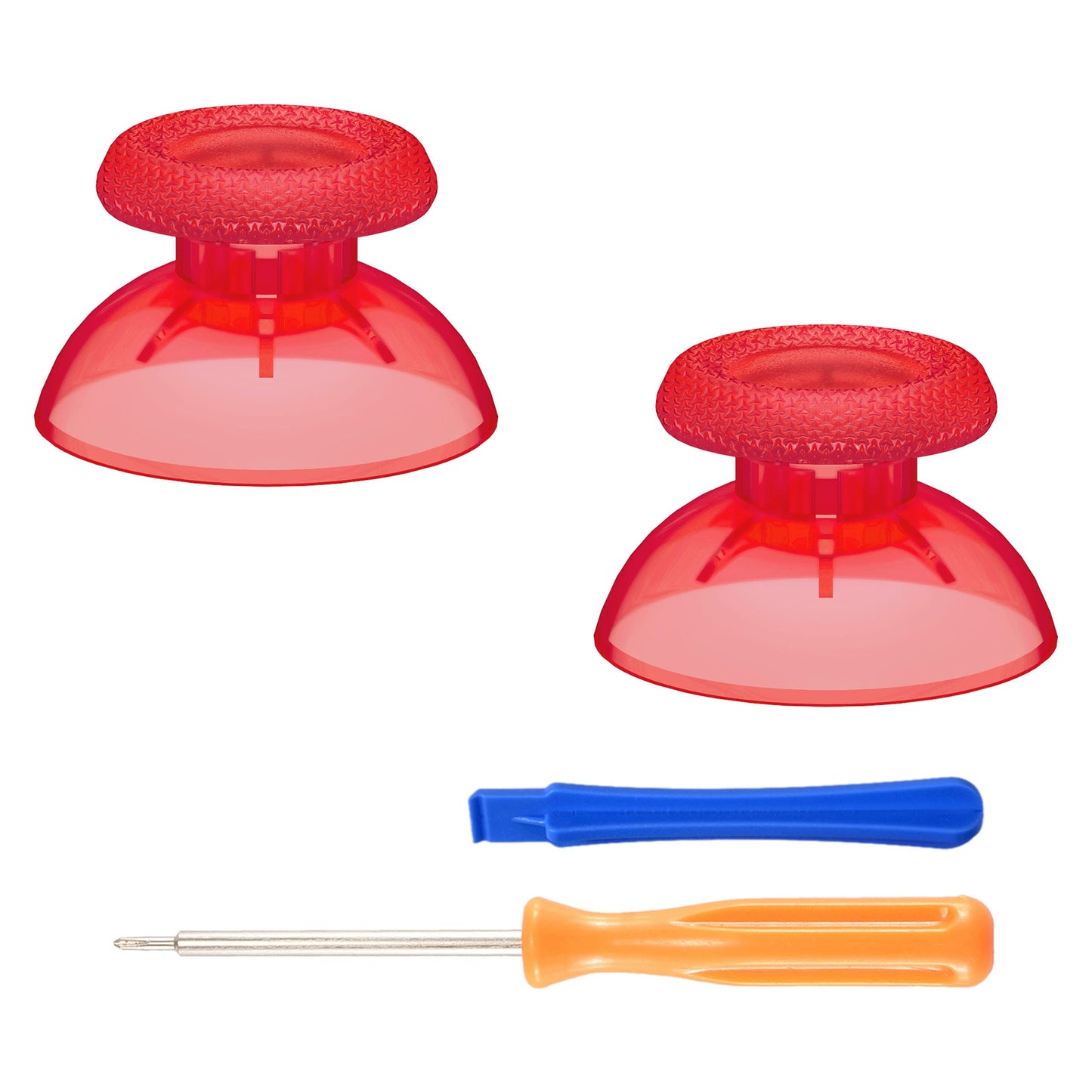 eXtremeRate Clear Red Replacement Thumbsticks for PS5 Controller  Custom Analog Stick Joystick for PS4 Controller Universal