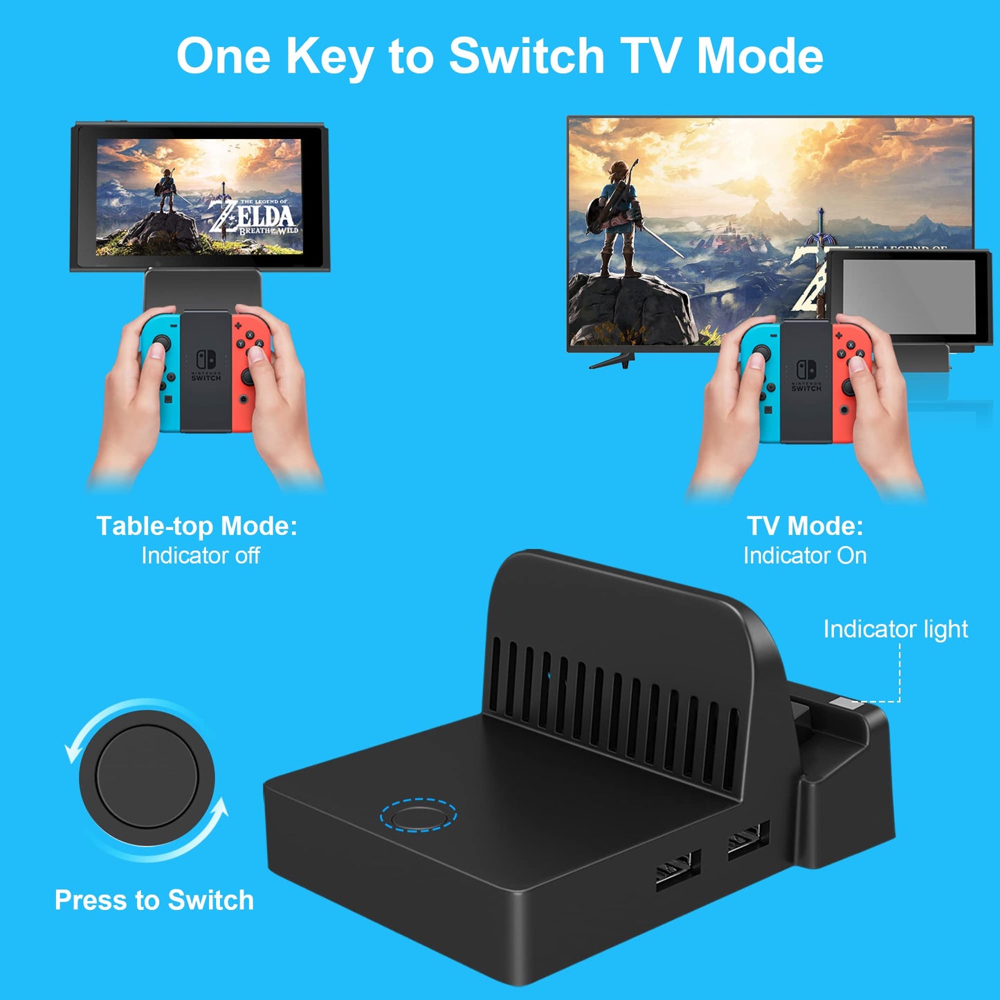 Ukor TV Docking Station for Nintendo Switch - Portable HDMI Adapter with Extra USB 3.0 Port, Black Charging Stand