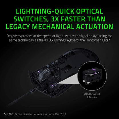 Razer Viper Ultralight Wired Gaming Mouse - 16,000 DPI, Chroma RGB, 8 Programmable Buttons, Classic Black, Model RZ01-02550100-R3U