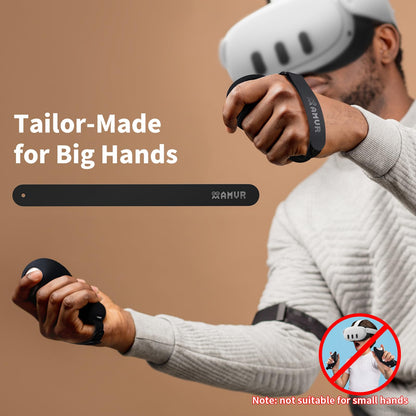 AMVR Extended Hand Straps for Oculus Quest 3 - Black, Ergonomic Design for Large Hands - Model 53957b61f4844183ae95e0dde54aeee0