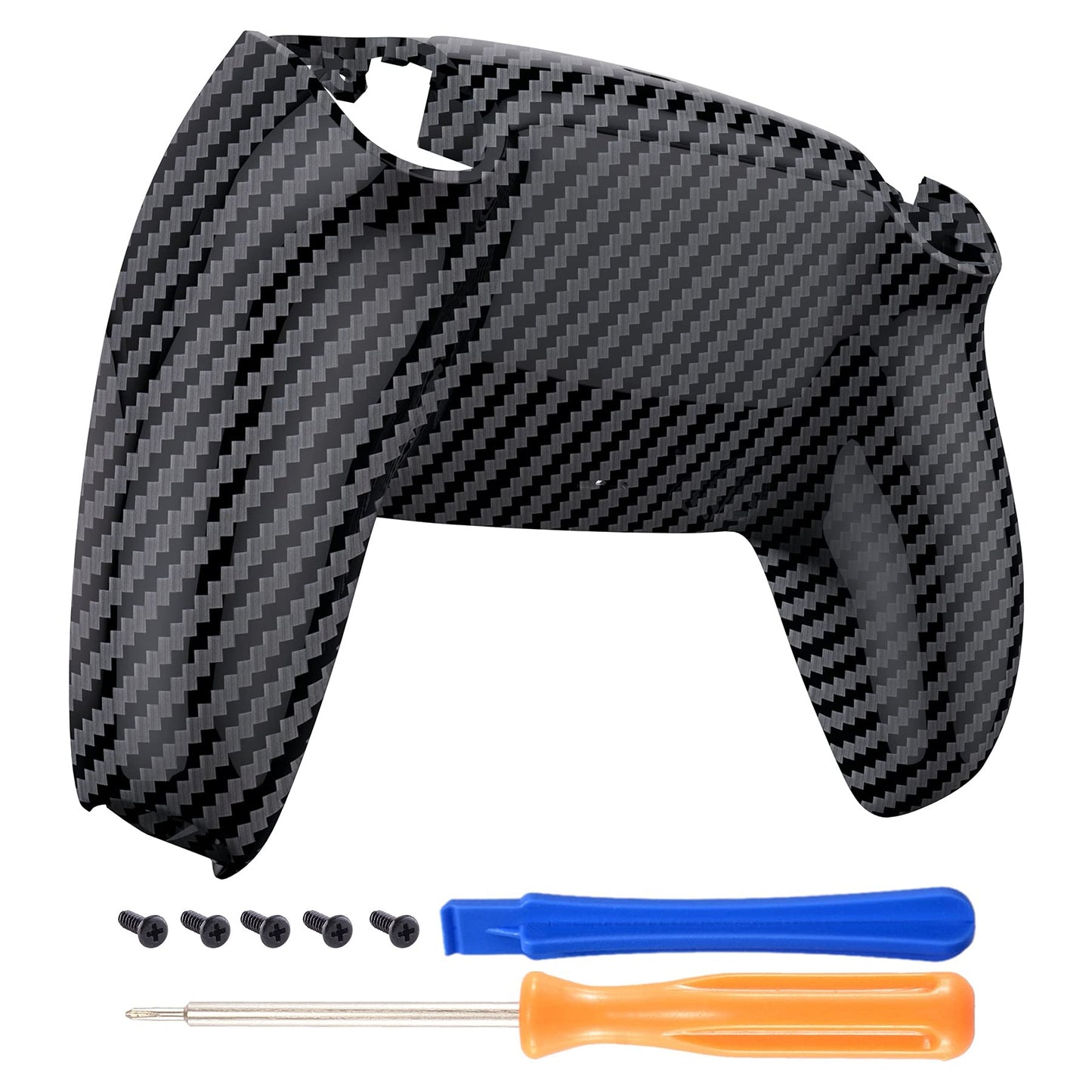 eXtremeRate Graphite Carbon Fiber Patterned Soft Touch Custom Back Plate Bottom Shell Compatible with ps5 Controller, Soft Touch