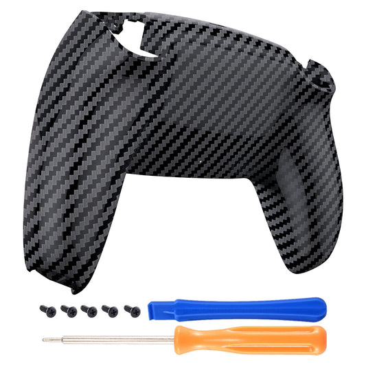 eXtremeRate Graphite Carbon Fiber Patterned Soft Touch Custom Back Plate Bottom Shell Compatible with ps5 Controller, Soft Touch