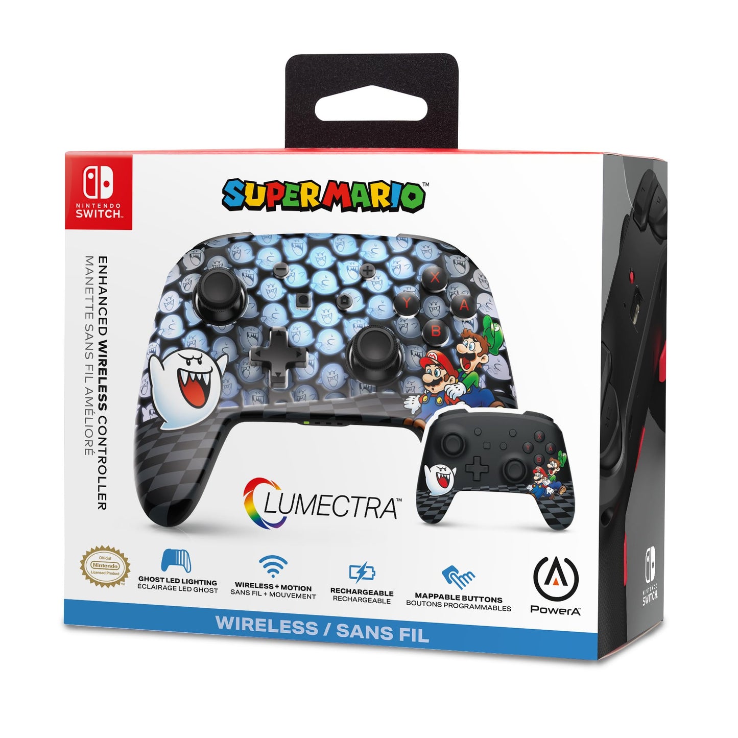 PowerA Enhanced Wireless Controller for Nintendo Switch - Mario Peek-A-Boo, Rechargeable, Motion Controls, Model NSGP0431-01