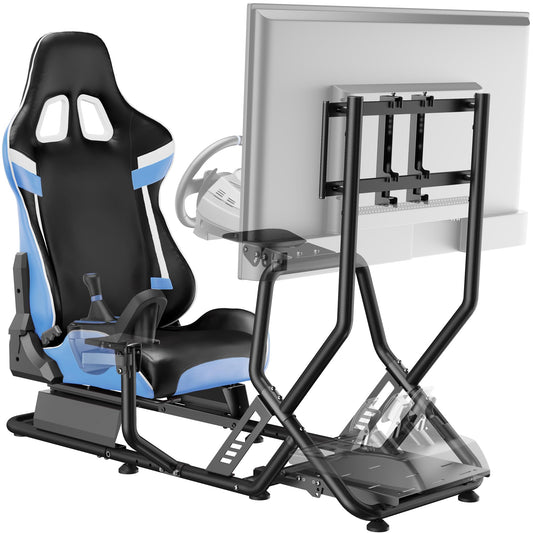 ARES WING Sim Racing Cockpit with Monitor Mount, Wheel Stand - GRS1002BU, Blue, Compatible with Fanatec, Thrustmaster, Logitech, PS5, Xbox, PC