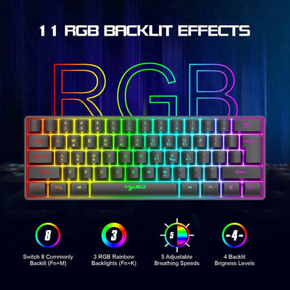 SELORSS Gaming RGB Keyboard & Mouse Combo - 61 Keys USB Wired, 6400 DPI, Compact Design, CV-combo for PC, PS4, Nintendo Gamers