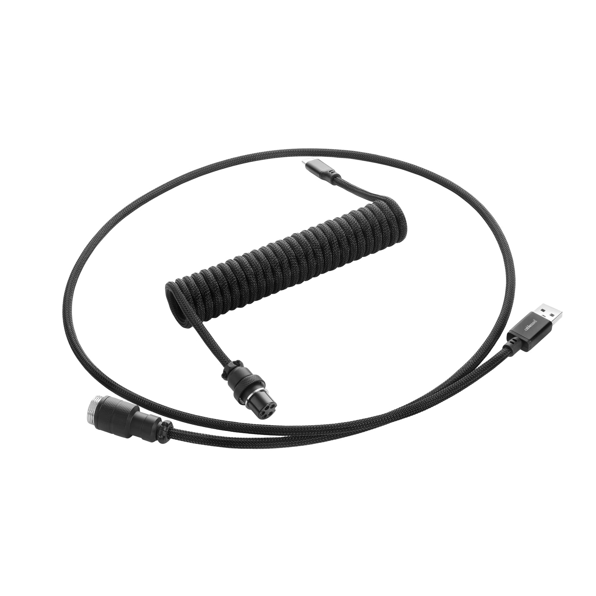CableMod Pro Coiled Keyboard Cable (Midnight Black  USB A to USB Type C  150cm)