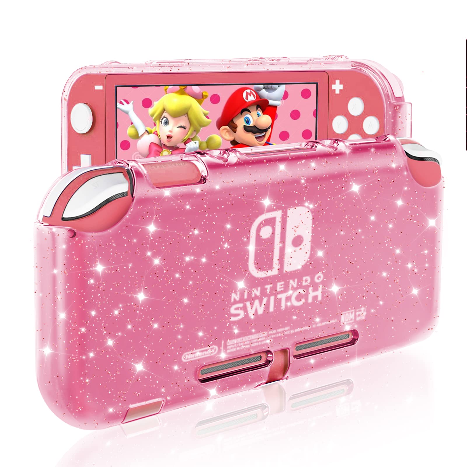 DLseego Switch Lite Case, Pink Glitter TPU Cover with Shock-Absorption, Anti-Scratch Design for 2019 Version