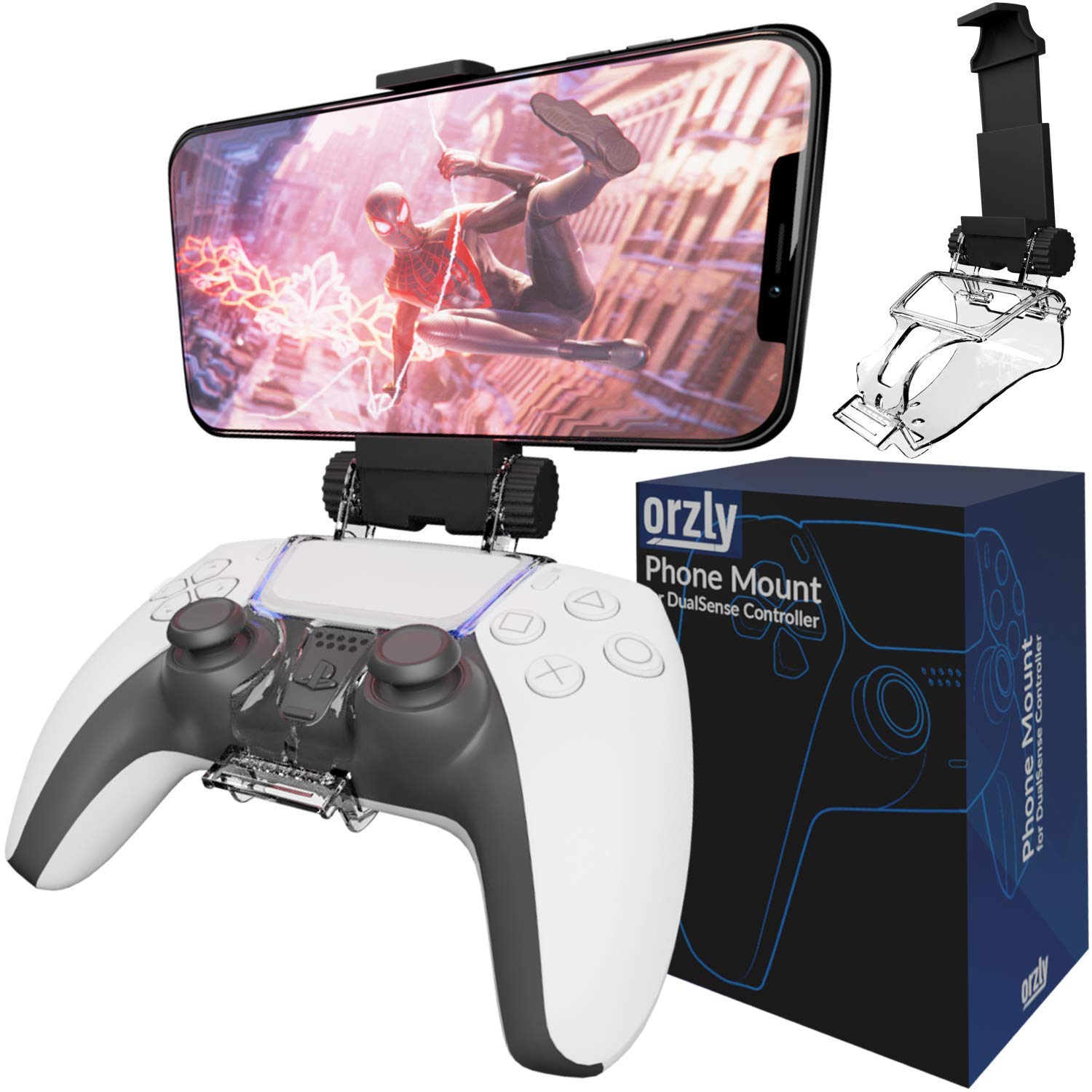 Orzly PS5 Controller Mobile Gaming Clip - Adjustable Phone Holder for DualSense Controller - Black - Model 2ORZPS5CLIP