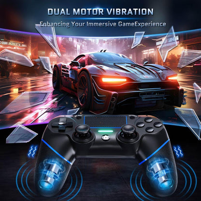 DIANVEN PS4 Wired Controller for PC - Double Vibration, Motion Motors, Compatible with Windows 11/10/8/7, Black/Blue