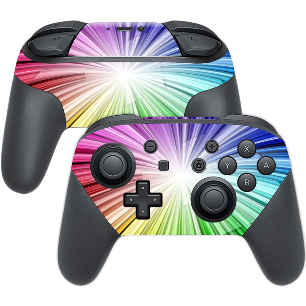 MightySkins Skin Compatible with Nintendo Switch Pro Controller - Rainbow Explosion | Protective, Durable, and Unique Vinyl wrap