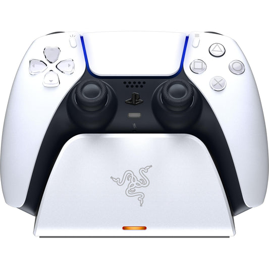 Razer Quick Charging Stand for PlayStation 5: Quick Charge - Curved Cradle Design - Matches PS5 DualSense Wireless Controller - One-Handed Navigation - USB Powered - White (Controller Sold Separately)