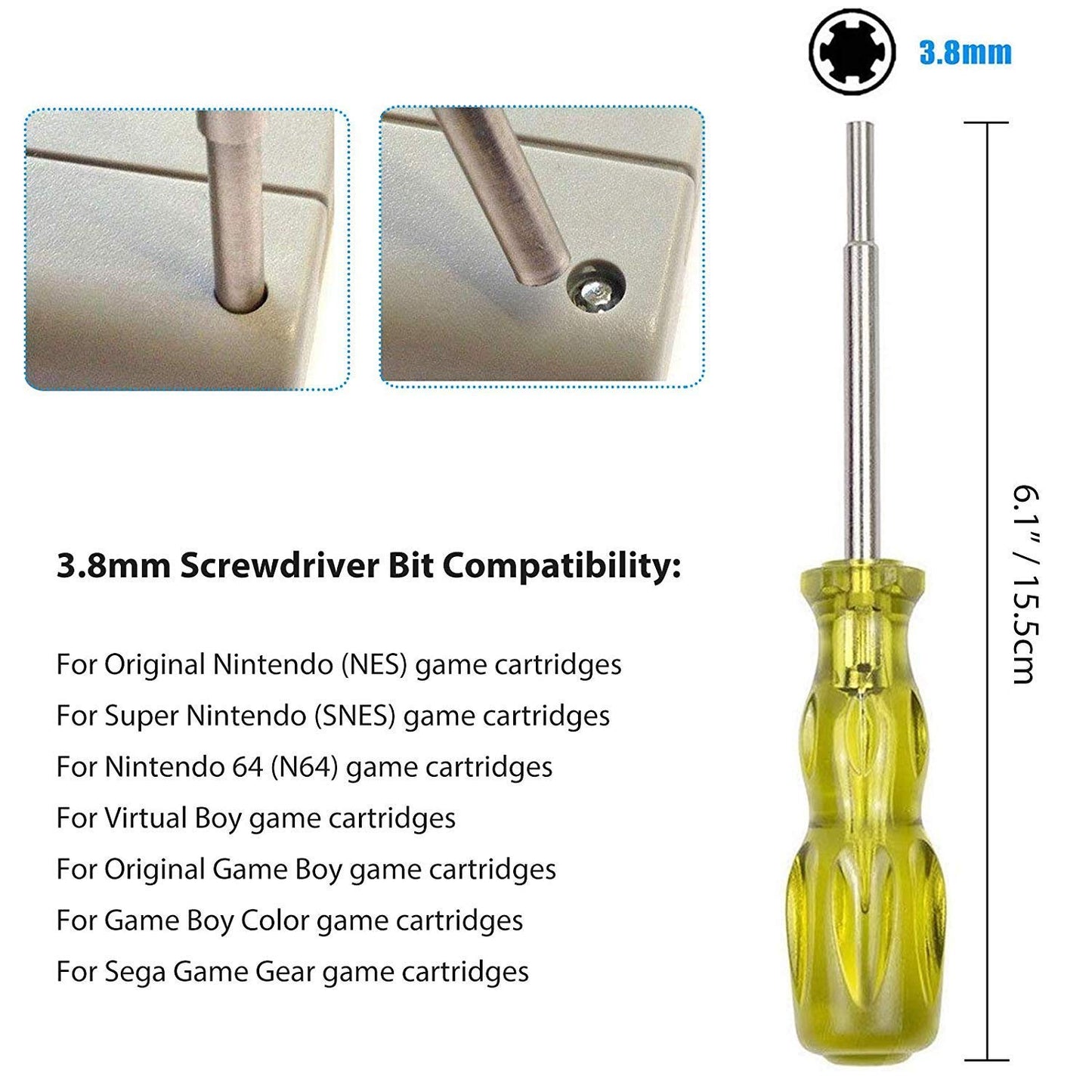 EEEKit 72 Pin Replacement Connector for NES - Yellow/Black, 22.5cm x 10cm x 2.8cm, Includes 3.8mm Screwdriver for Nintendo NES