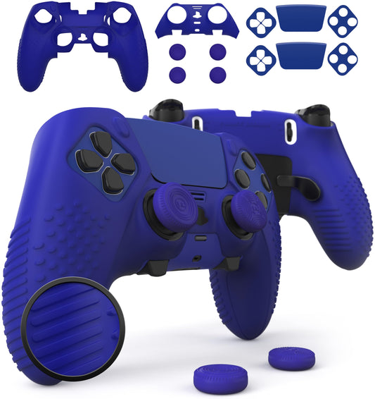 Foamy Lizard Eclipse PS5 Edge Controller Skin Combo Set | Dock Compatible  Protector Decals  Anti-Slip Soft Gel Silicone Cover  Faceplate Shell & Thumb Grips for PlayStation 5 DualSense Edge (Blue)