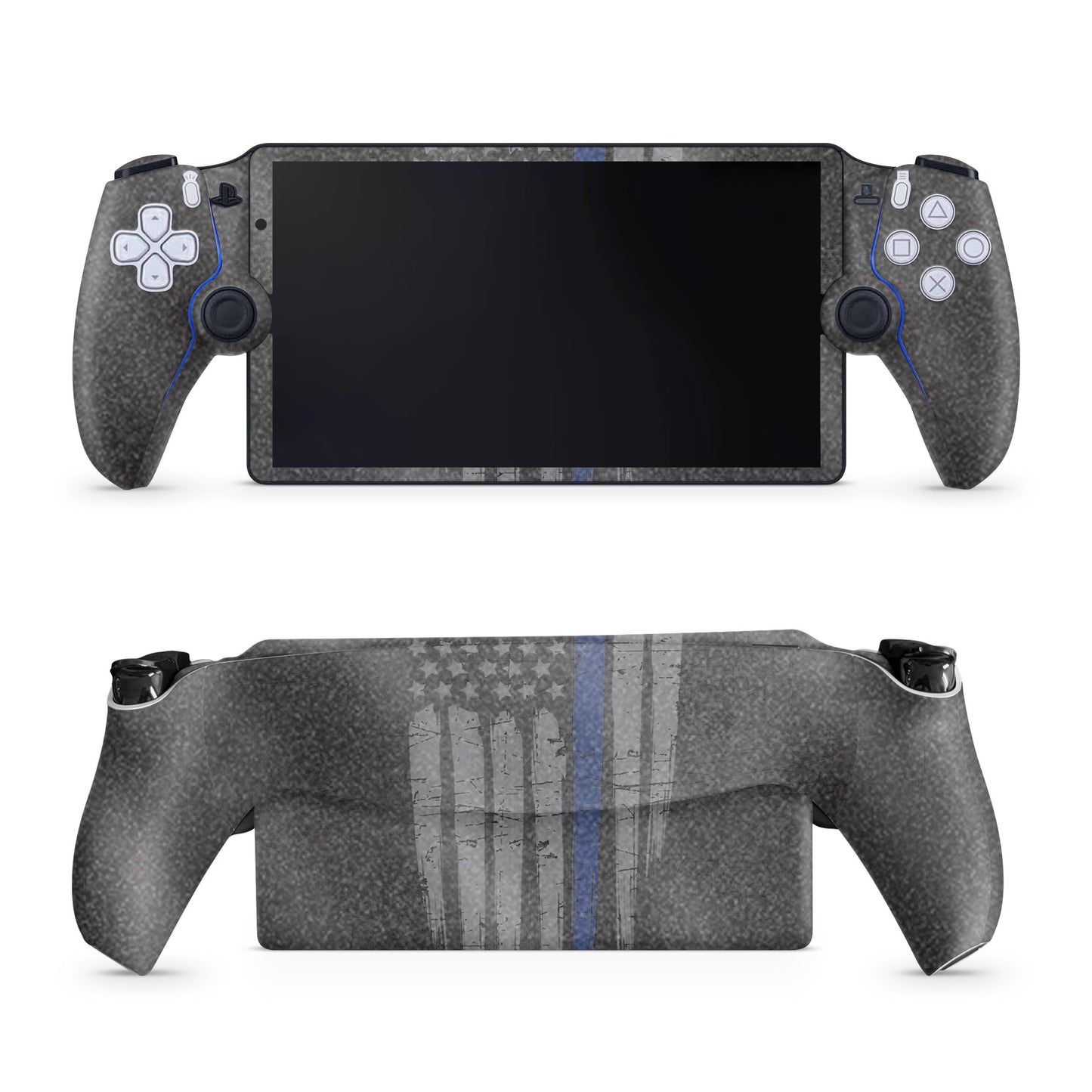 Glossy Glitter Gaming Skin Compatible with PS5 Portal Remote Player - Thin Blue Line - fine 3M Vinyl Protective Wrap Decal Cover - Easy to Apply | Crafted in The USA by MightySkins