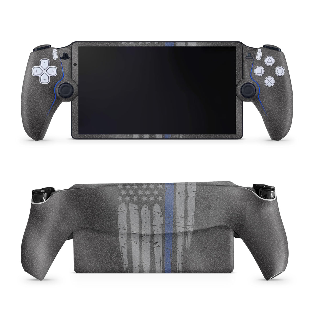 Glossy Glitter Gaming Skin Compatible with PS5 Portal Remote Player - Thin Blue Line - fine 3M Vinyl Protective Wrap Decal Cover - Easy to Apply | Crafted in The USA by MightySkins