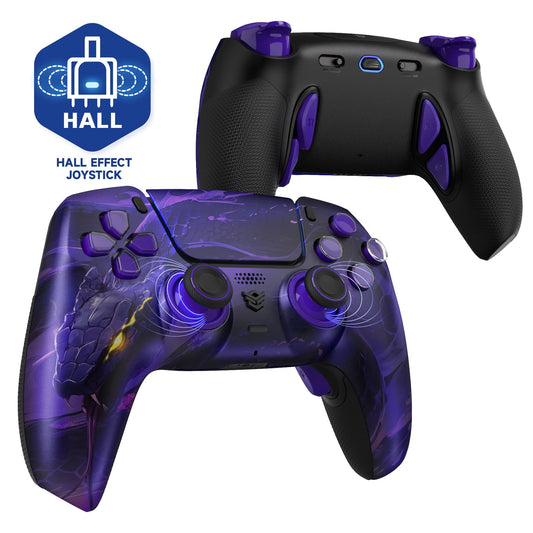 HEXGAMING PHANTOM Pro Controller with 4 Remappable Buttons  6 Remapping Profiles  8 Interchangeable Analog Stick  and Adjustable Triggers Compatible with ps5  PC  Mobile - Hall Effect Orochi