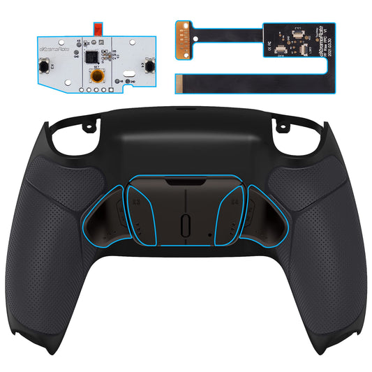 eXtremeRate Black Real Metal Buttons (RMB) Version RISE4 Remap Kit for PS5 Controller BDM-010 020 with Black Rubberized Grip Redesigned Back Shell  Upgrade Board and 4 Back Buttons for PS5 Controller