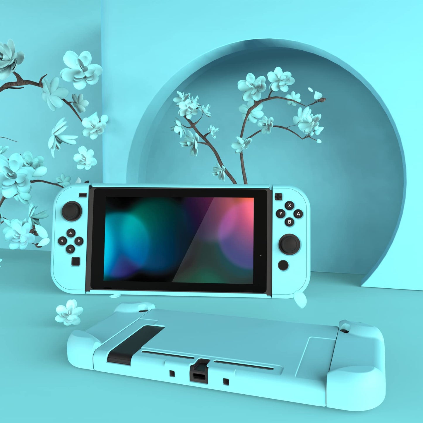 eXtremeRate PlayVital Cover for Nintendo Switch - Shock-absorbent Durable Hard Shell Protective Case, Heaven Blue, Model NTP313