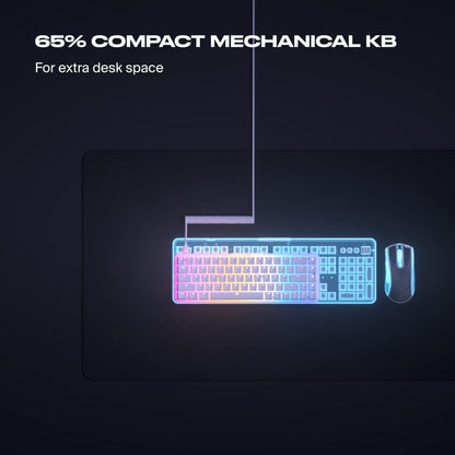 Fnatic STREAK65 LP White Gaming Keyboard | Compact 65% Layout | RGB Speed Switches | PBT Doubleshot Keycaps | US ANSI Layout