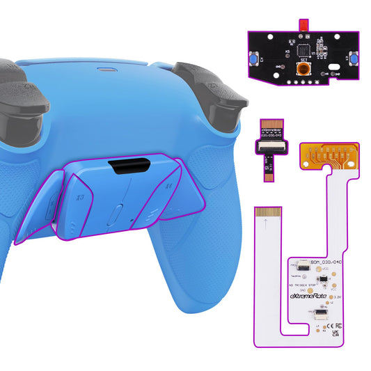 eXtremeRate Starlight Blue Rubberized Grip Programable RISE4 V3 Remap Kit for PS5 Controller BDM-030 040 050 Models  Upgrade Board Redesigned Bottom Shell 4 Back Buttons Set for PS5 Controller