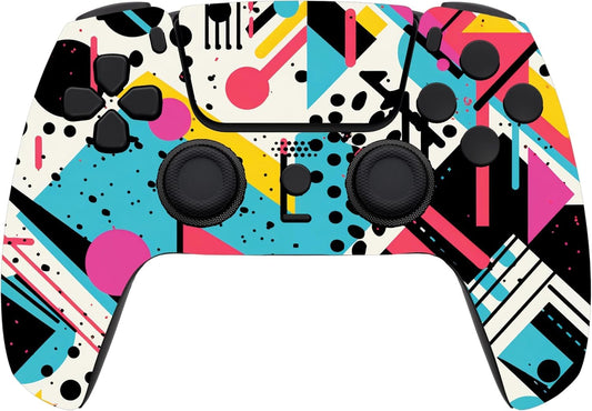 Custom Controllerzz Retro Abstract Modded Wireless Custom Controller for PS5 - Compatible With All Shooting Games - Rapid Fire  Dropshot  Akimbo & More (Retro Abstract)