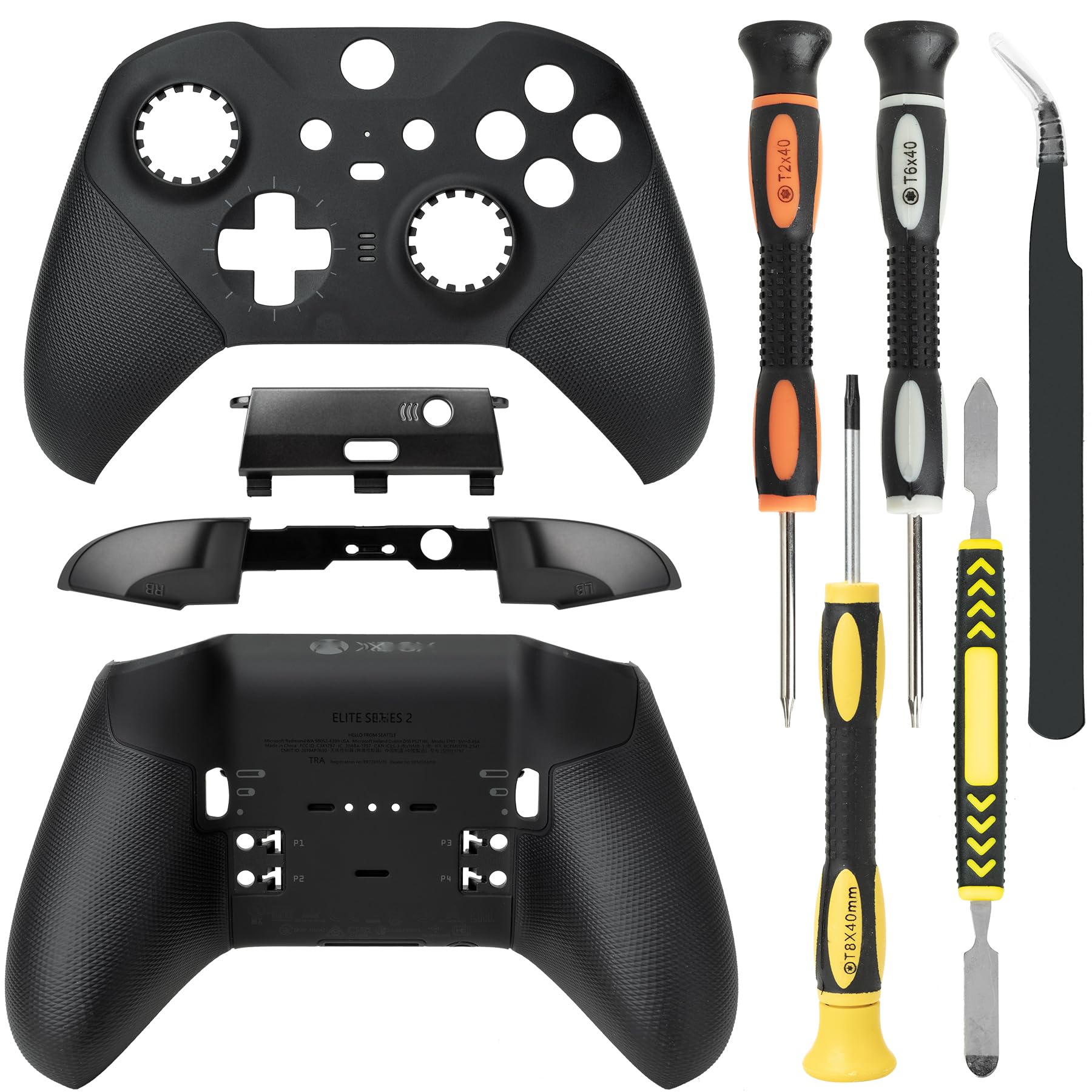 Housing Shell Faceplate Front Back Case Top Cover Bottom Case LB RB Bumper Trigger Button Middle Baffle for Xbox One Elite Series 2 Elite Series 2 Core Controller Replacement Parts(Black