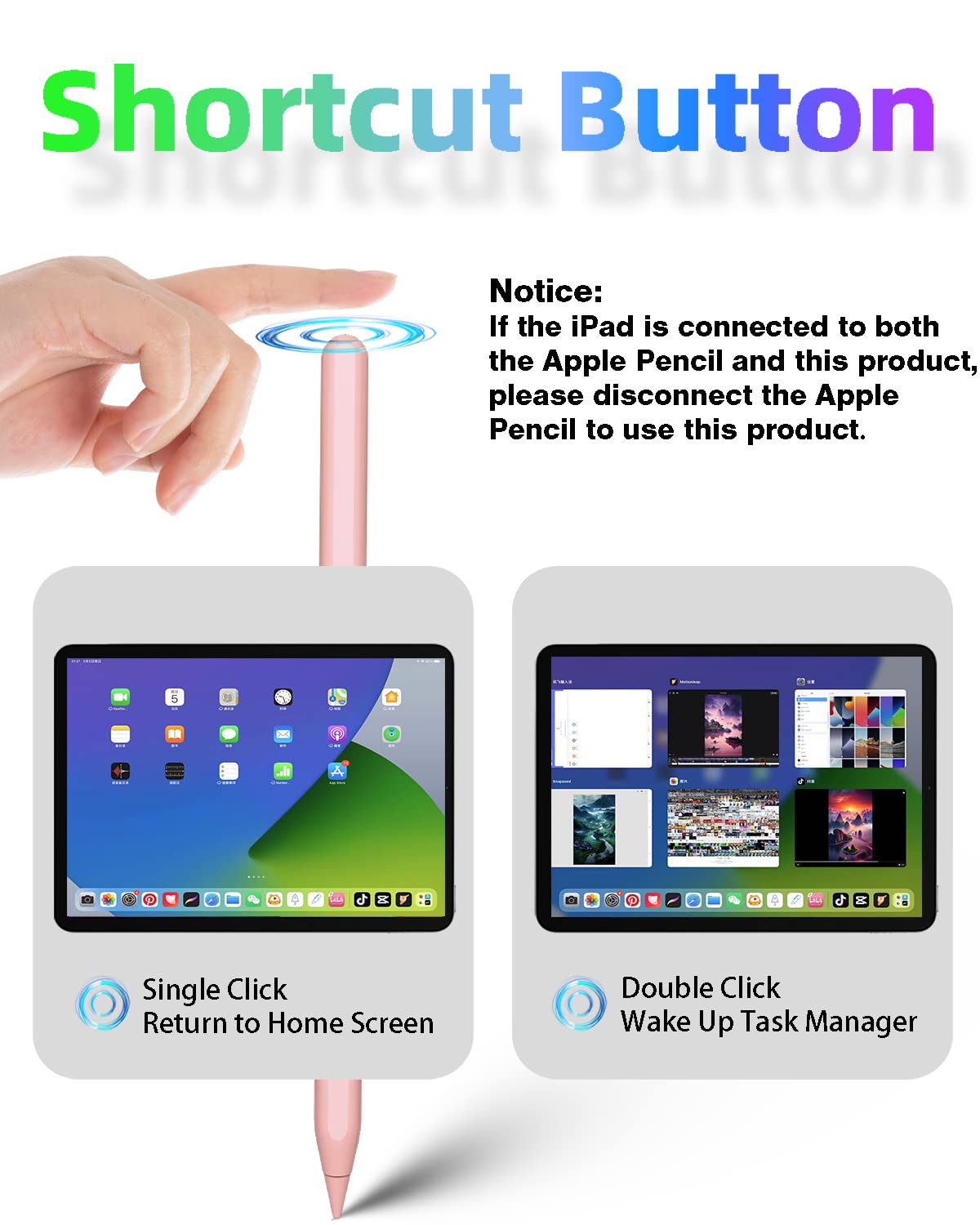 Gnanlen Pencil 2nd Generation - Magnetic Wireless Charging, Pink, Model: Pencil-01