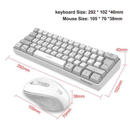 Snpurdiri Wireless Gaming Keyboard and Mouse Combo, Mini 60% Mechanical RGB, Ergonomic Vertical Mouse, Grey White Combo, Small Large