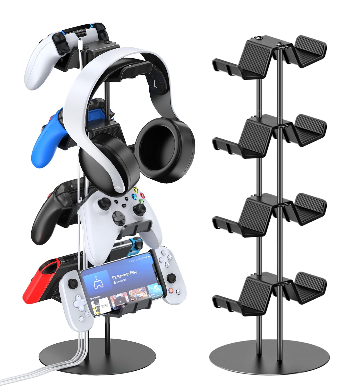 Kytok Controller Stand 4 Tiers with Cable Organizer for Desk  Universal Headphone Stand Compatible with Xbox PS5 PS4 Nintendo Switch  Headset Holder & Desk Mounts for 8 Packs Controller