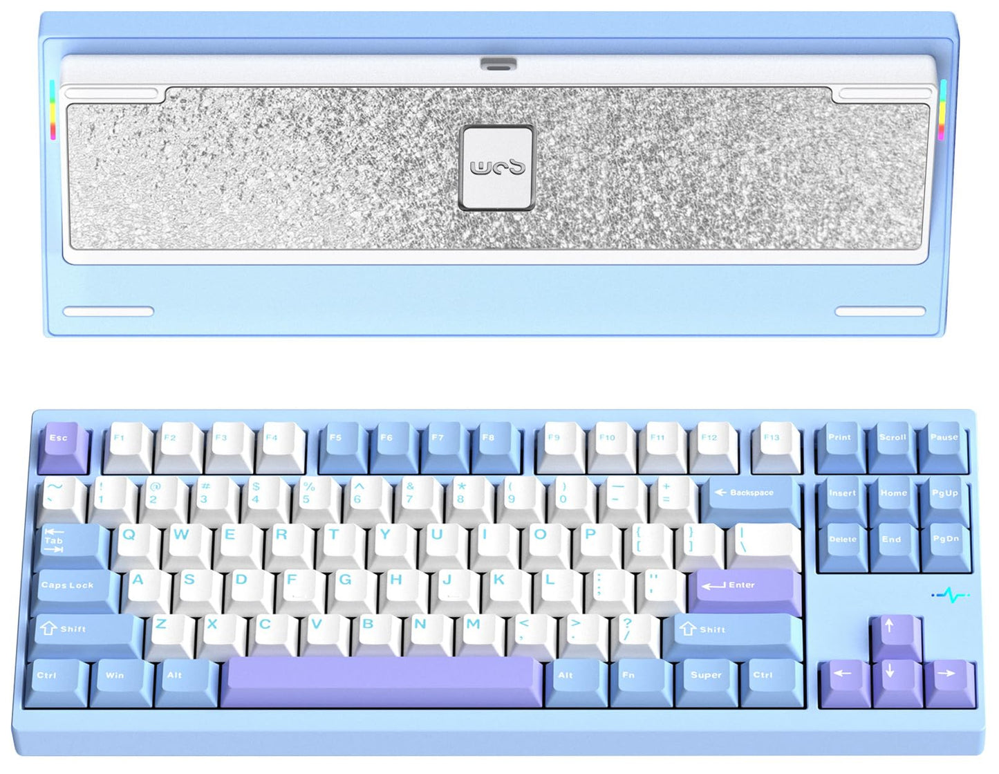 KEEBMONKEY WOBKEY Crush 80 Reboot CNC Aluminum 5-Second Quick-Release Triple-Mode Connectivity Mechanical Keyboard with Superior Acoustics (Pro Blue)