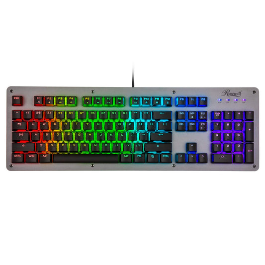 Rosewill NEON K52 Wired Waterproof Gaming Keyboard, 8 RGB Backlight Effects, 104 Keys 19 Keys Anti-Ghosting 12 Multimedia Hotkey