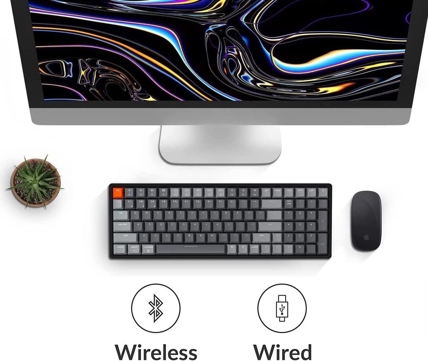 Keychron K4 Wireless Mechanical Keyboard, 96% Layout, RGB LED, Gateron Red Switch, Aluminum Frame for Mac/Windows, Model K4C1