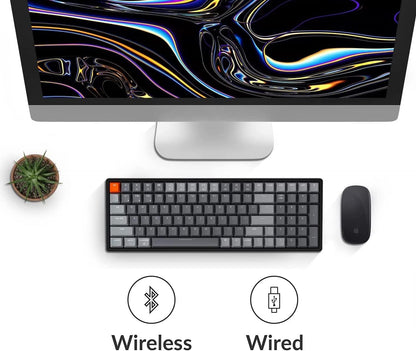 Keychron K4 Wireless Mechanical Keyboard, 96% Layout, RGB LED, Gateron Red Switch, Aluminum Frame for Mac/Windows, Model K4C1