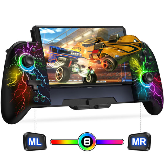 Gammeefy JC200 Switch Controller - Hall Effect One-Piece Wireless Switch Joypad (No Drift  No Deadzone) with 9 Color Lights for Nintendo Switch/Switch OLED