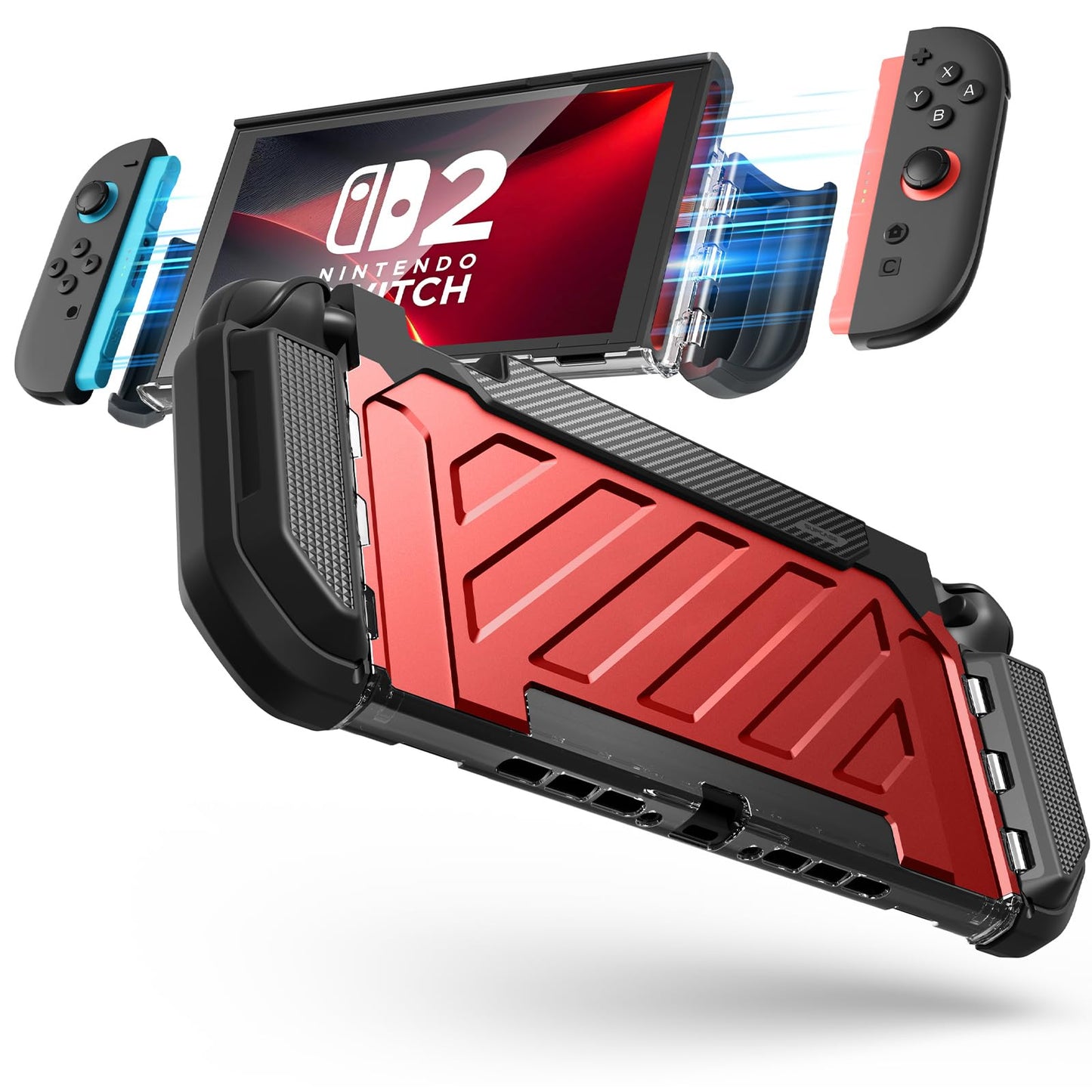 SUPCASE for Nintendo Switch 2 Case 2025 (Unicorn Beetle Pro)  [Military-Grade Protection] [Magnetic Joy Con Controllers Friendly] Dockable Integrated Cover Accessories for Nintendo Switch 2  Ruddy