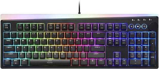 i-rocks K71M RGB Mechanical Gaming Keyboard with Media Control Knob  Switches (Brown)  107 Keys w/Full NKRO  PBT Keycaps  Multimedia Hotkeys  Detachable USB-C Cable and Onboard Storage  Black