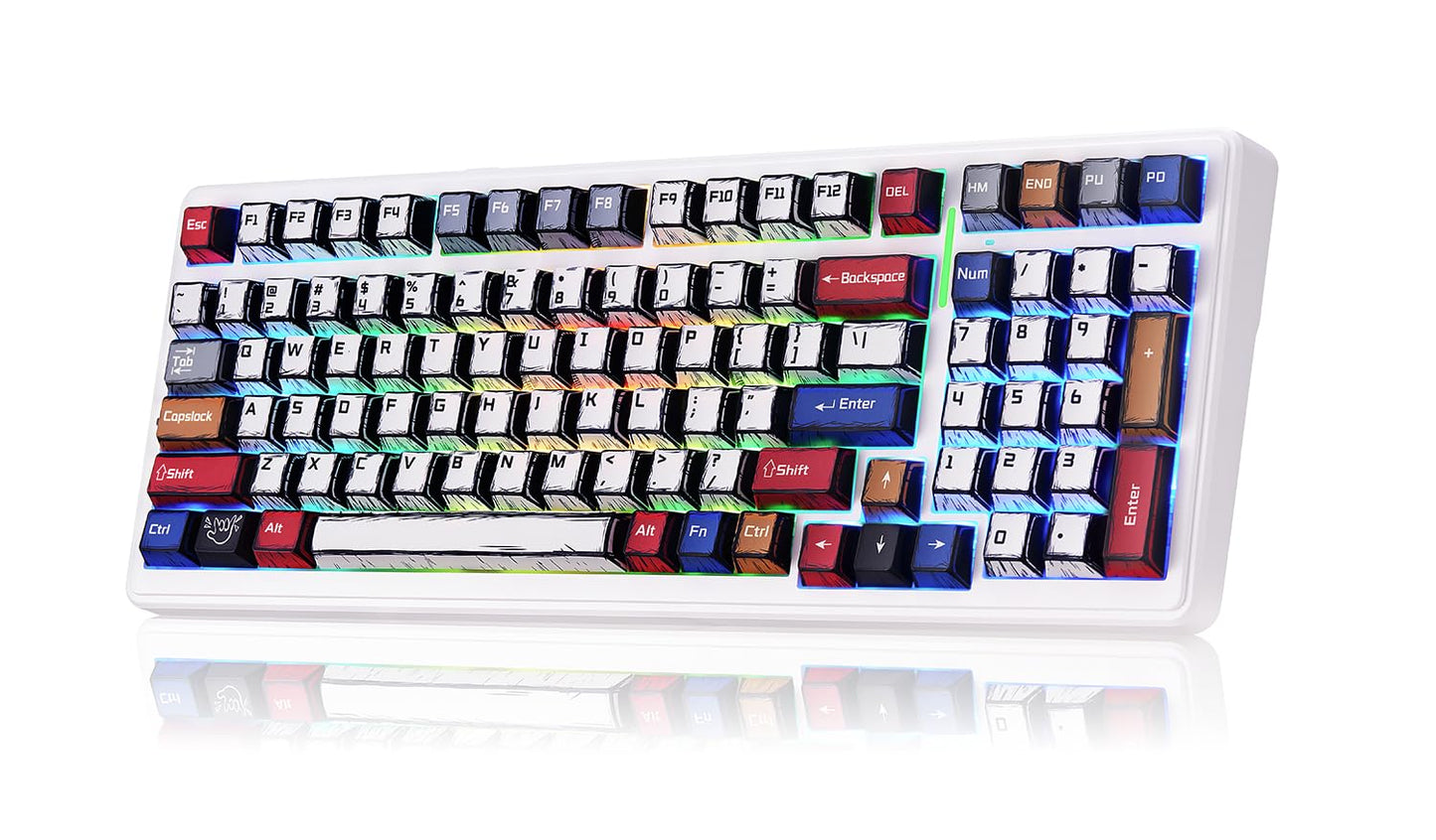Aula F99 Mechanical Gaming Keyboard  Wireless Creamy Keyboard Hot Swappable Custom Bluetooth Computer Keyboards  Tri-Mode BT5.0/2.4GHz/USB-C  Pre-lubed Linear Switches  RGB Backlit  Gasket Structure