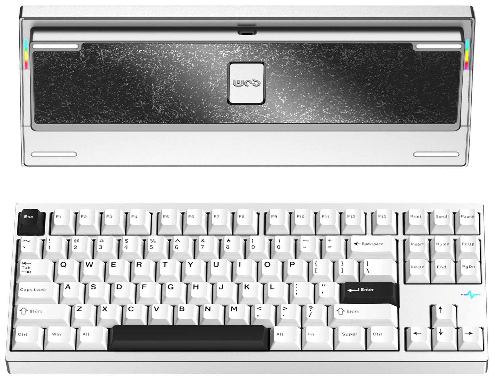 KEEBMONKEY WOBKEY Crush 80 Reboot CNC Aluminum 5-Second Quick-Release Triple-Mode Connectivity Mechanical Keyboard with Superior Acoustics (Pro Silver)