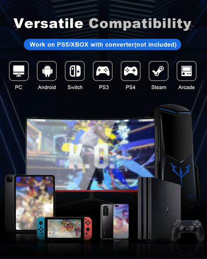 SIXSIR M16+ Leverless Arcade Stick Controller - Custom RGB, 16 Key, Slim Aluminum Alloy, Grey for PC/PS4/PS3/Switch