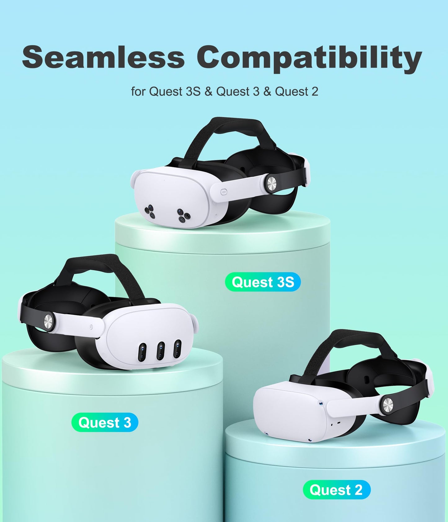 DXKK VR Head Strap for Meta Quest 3 - Enhanced Comfort, Quick-Switch Design, Adjustable, White, Model 6977916572157