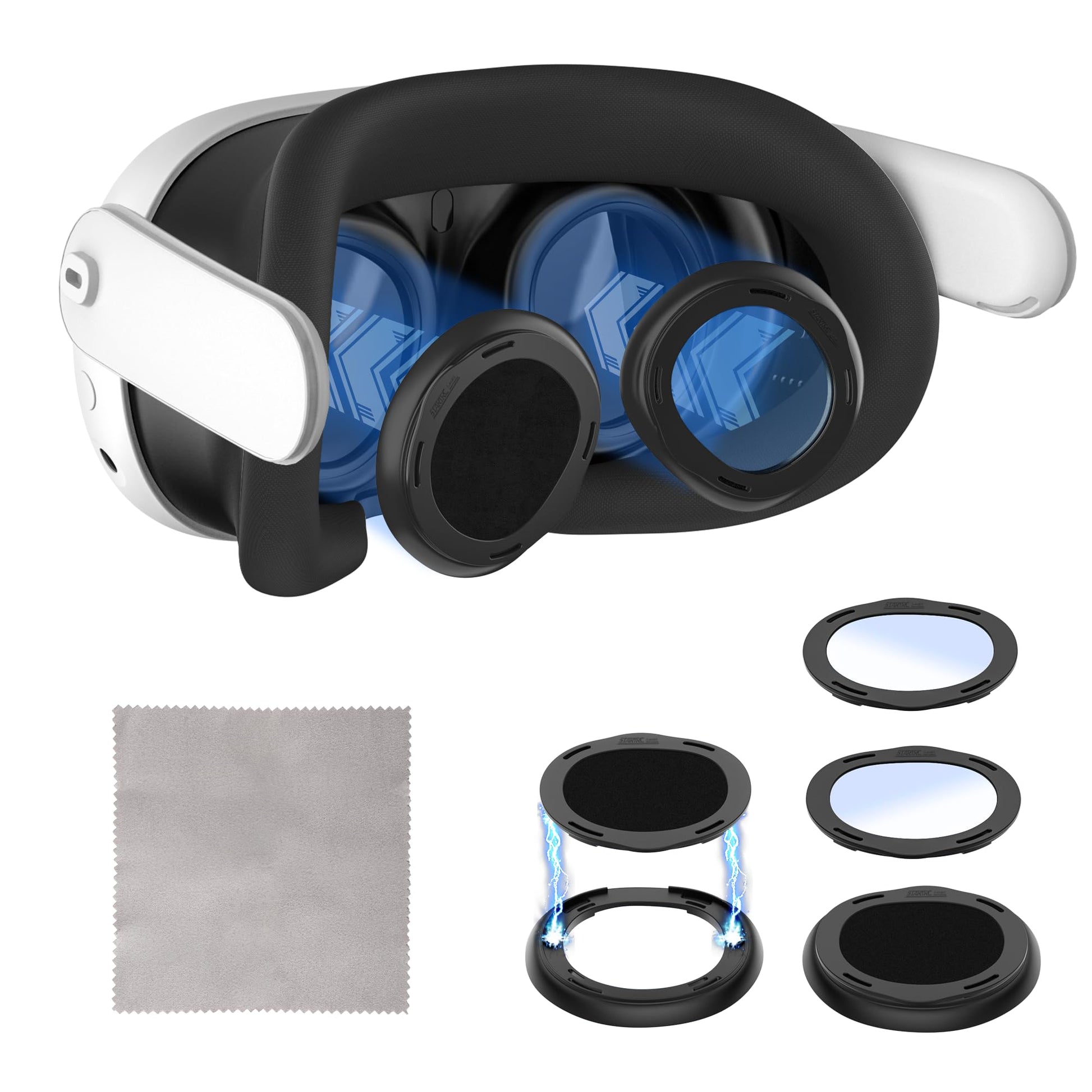 Lens Protector Kit for Meta Quest 3 with Anti Fog Wipe  Lens Protector Cover Compatible with Oculus Quest 3  Glasses Spacer Accessories with Blue Light Blocking Glasses for Quest 3 (Not for Oculus Quest 3S)
