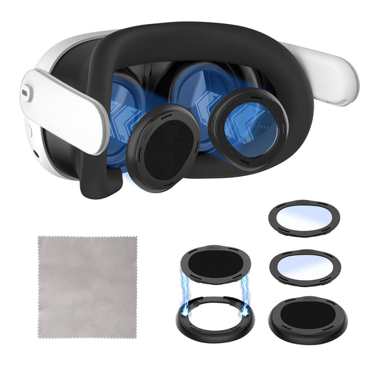 Lens Protector Kit for Meta Quest 3 with Anti Fog Wipe  Lens Protector Cover Compatible with Oculus Quest 3  Glasses Spacer Accessories with Blue Light Blocking Glasses for Quest 3 (Not for Oculus Quest 3S)